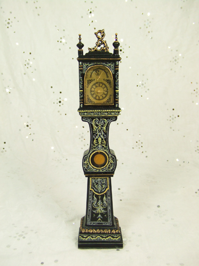 ** CA034-01 **Ornate Oriental Black Lacquer Clock in 1"scale